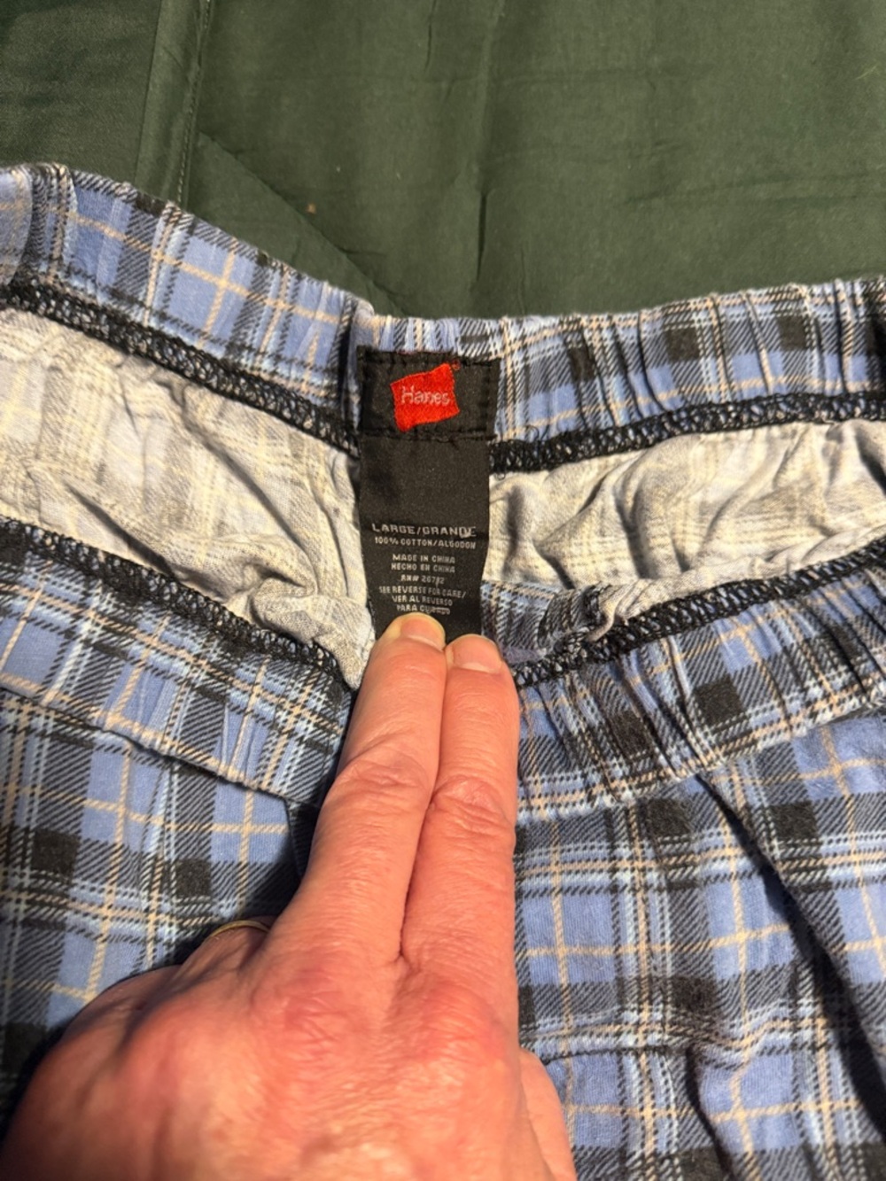 Hanes Blue and Black Plaid Flannel Lounge Pants - Picture 2 of 3